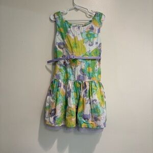 Gap kids floral print girls dress size small 6-7 with belt drop waist